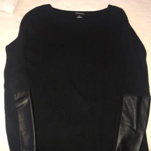 Club Monaco Sweaters - Club Monaco black wool sweater w/ leather detail Club Monaco Sweaters - Club Monaco black wool sweater w/ leather detail